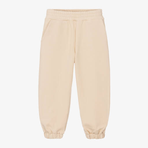 Fendi-Boys Beige Cotton Logo Joggers | Childrensalon Outlet