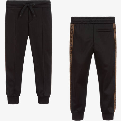 Fendi-Boys Black FF Logo Joggers | Childrensalon Outlet