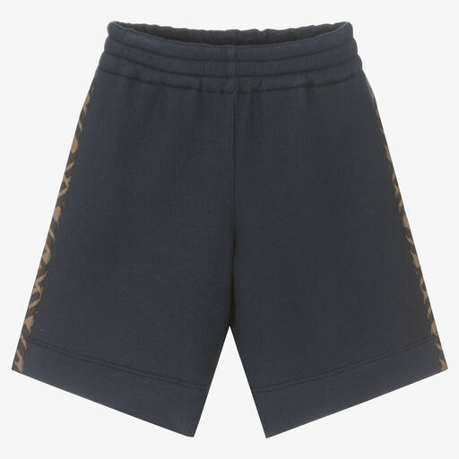 Fendi-Boys Blue Jersey Logo Shorts | Childrensalon Outlet