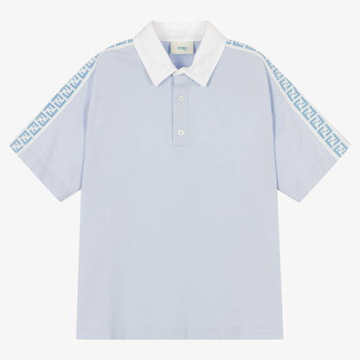 Fendi-Boys Blue Piqué Polo Shirt | Childrensalon Outlet