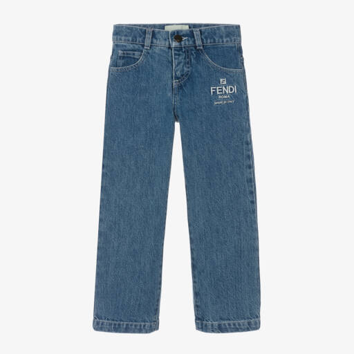 Fendi-Boys Classic Blue Logo Jeans | Childrensalon Outlet