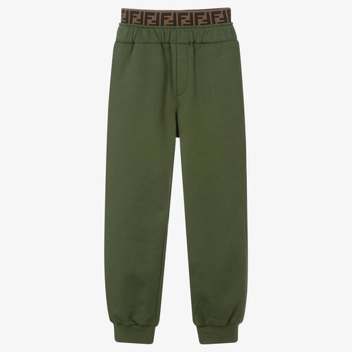 Fendi-Boys Green Logo Joggers | Childrensalon Outlet