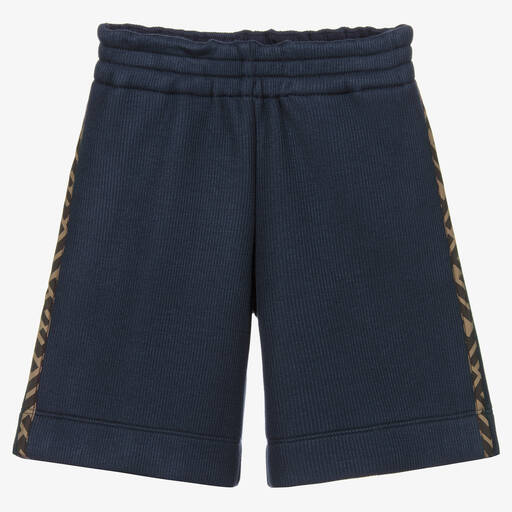 Fendi-Boys Navy Blue Logo Shorts | Childrensalon Outlet