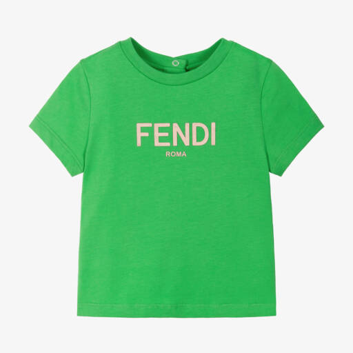 Fendi-Boys Soft Green Cotton Tee | Childrensalon Outlet