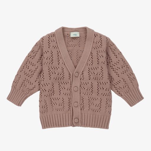 Fendi-Cardigan marron en maille FF | Childrensalon Outlet