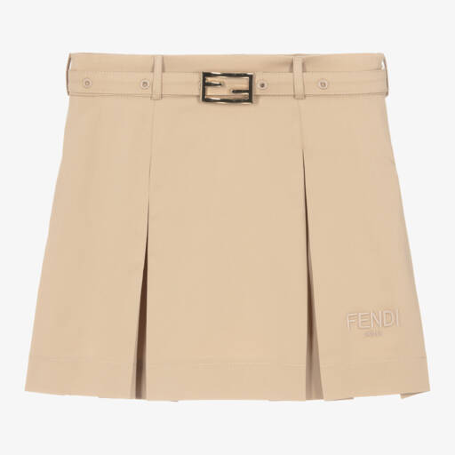 Fendi-تنورة بيج من القطن الفاخر للبنات | Childrensalon Outlet