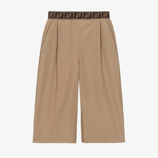 Fendi-Girls Beige Wide Leg Trousers | Childrensalon Outlet
