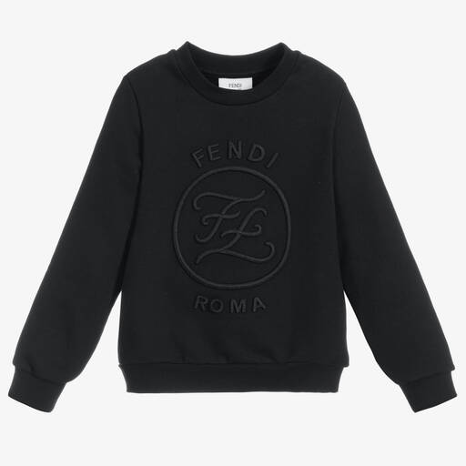 Fendi-Girls Black Cotton Sweatshirt | Childrensalon Outlet