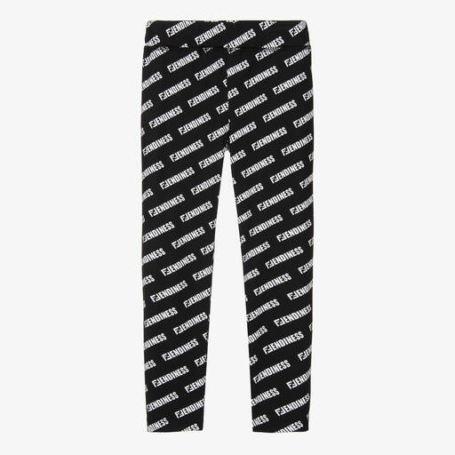 Fendi-Girls Black Fendiness Leggings | Childrensalon Outlet