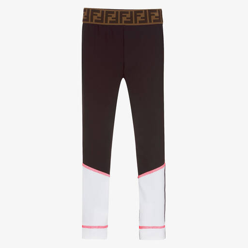 Fendi-Girls Black Logo Leggings | Childrensalon Outlet