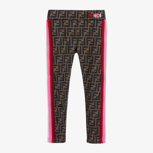 Fendi-Коричневые легинсы с логотипом FF для девочек | Childrensalon Outlet