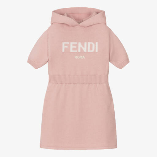 Fendi-Теплое розовое шерстяное платье для девочек | Childrensalon Outlet