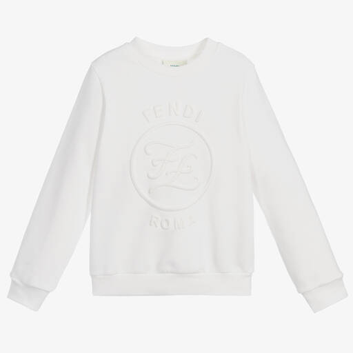 Fendi-Girls Ivory Cotton Sweatshirt | Childrensalon Outlet