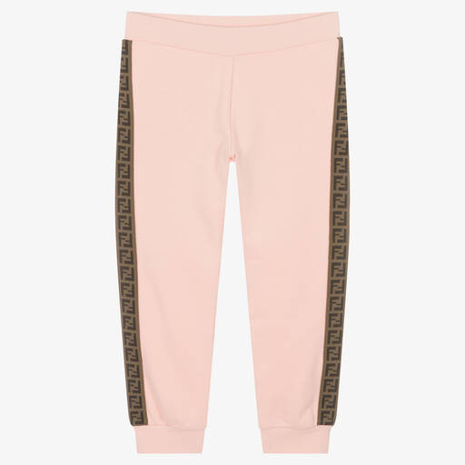 Fendi-Girls Pink Cotton Logo Joggers | Childrensalon Outlet