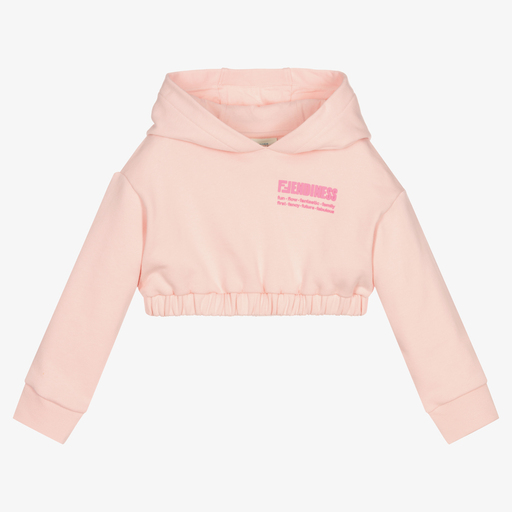 Fendi-Girls Pink Cropped Hoodie | Childrensalon Outlet
