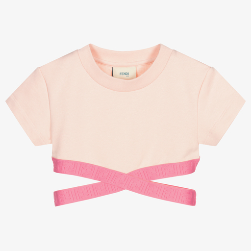 Fendi-Rosa, kurzes T-Shirt für Mädchen | Childrensalon Outlet
