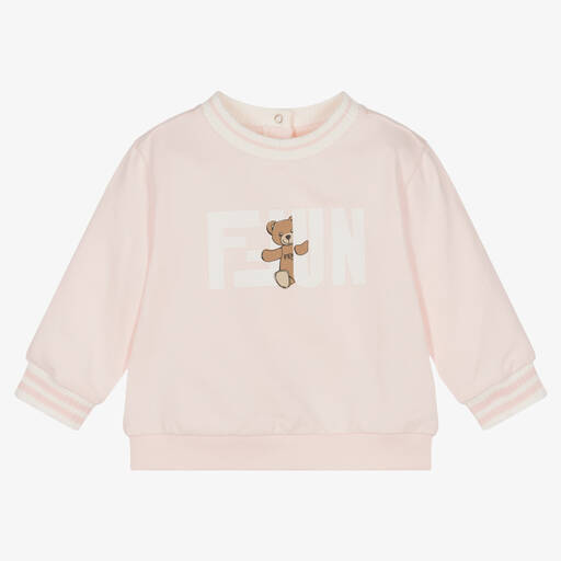 Fendi-Girls Pink FF Stamp Cotton Sweatshirt  | Childrensalon Outlet