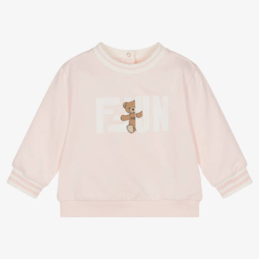 Fendi-Girls Pink FF Stamp Cotton Sweatshirt  | Childrensalon Outlet