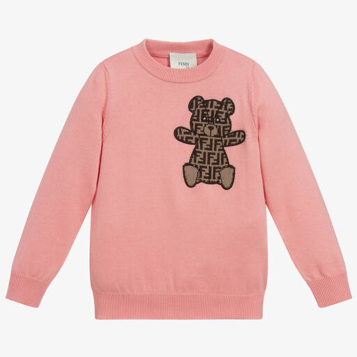 Fendi-Girls Pink Sweater | Childrensalon Outlet