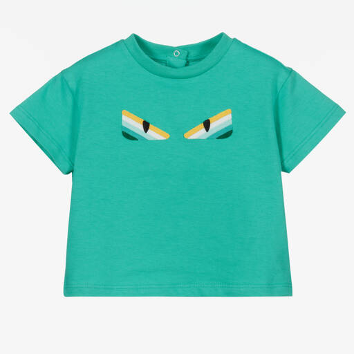Fendi-تيشيرت قطن لون أخضر للأطفال | Childrensalon Outlet