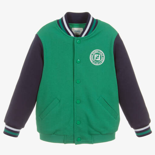 Fendi Special Edition-Green FF Logo Bomber Jacket | Childrensalon Outlet