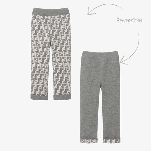 Fendi-Grey FF Wool & Cashmere Joggers | Childrensalon Outlet