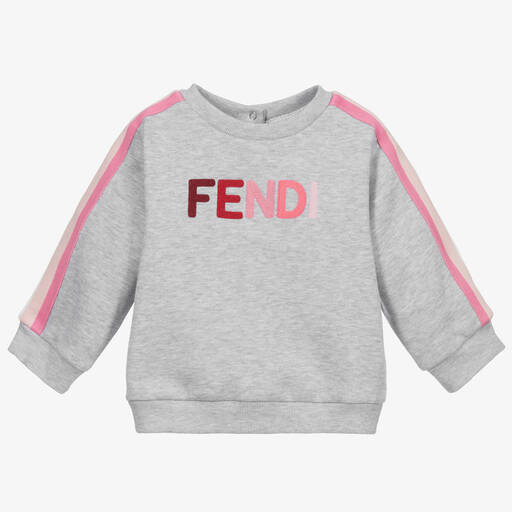 Fendi-Grey Logo Sweatshirt | Childrensalon Outlet