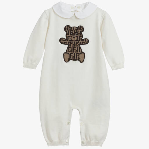 Fendi-Ivory Cashmere Blend Babygrow | Childrensalon Outlet