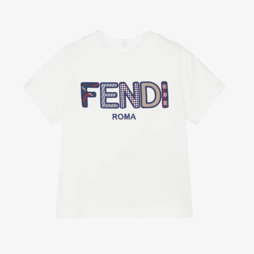 Fendi-Ivory Cotton Baby T-Shirt | Childrensalon Outlet