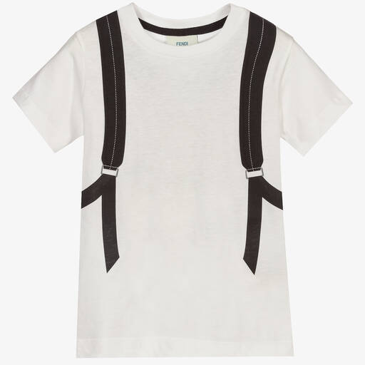 Fendi-Ivory Cotton Backpack T-Shirt | Childrensalon Outlet
