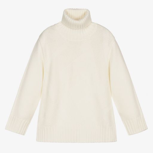 Fendi-Ivory Wool Roll Neck Sweater | Childrensalon Outlet