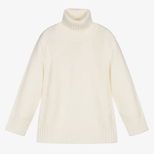 Fendi-Ivory Wool Roll Neck Sweater | Childrensalon Outlet