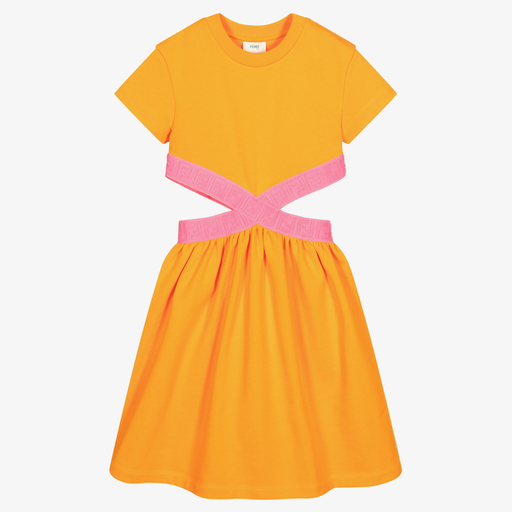 Fendi-Oranges FF Kleid mit Cut-outs | Childrensalon Outlet