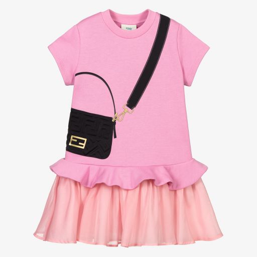 Fendi-Pink Baguette Bag Dress  | Childrensalon Outlet