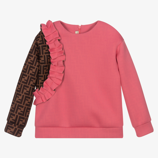 Fendi-Pink & Brown FF Sweatshirt | Childrensalon Outlet