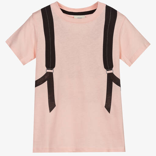Fendi-Pink Cotton Backpack T-Shirt | Childrensalon Outlet