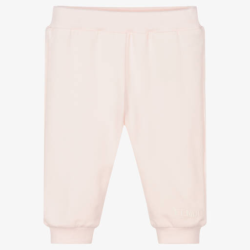 Fendi-Pink Cotton Logo Baby Trousers | Childrensalon Outlet
