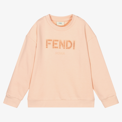 Fendi-Pink Cotton Logo Sweatshirt | Childrensalon Outlet
