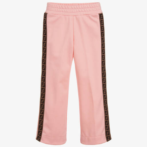 Fendi-Pink 'FF' Logo Popper Trousers | Childrensalon Outlet
