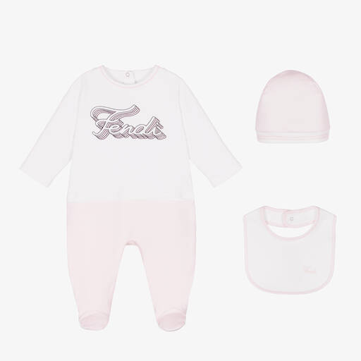 Fendi-Розовый подарочный комплект с комбинезоном для малышей | Childrensalon Outlet