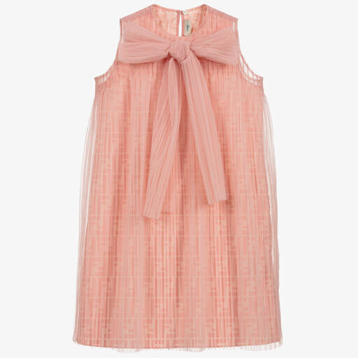 Fendi-Pink Pleated Tulle Dress | Childrensalon Outlet