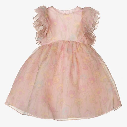 Fendi-Pink Silk Organza Baby Dress | Childrensalon Outlet