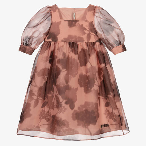 Fendi-Pink Silk Organza Floral Dress | Childrensalon Outlet