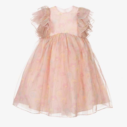 Fendi-Pink Silk Organza Floral Dress | Childrensalon Outlet