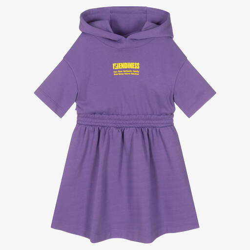 Fendi-Purple Cotton Hooded Dress | Childrensalon Outlet
