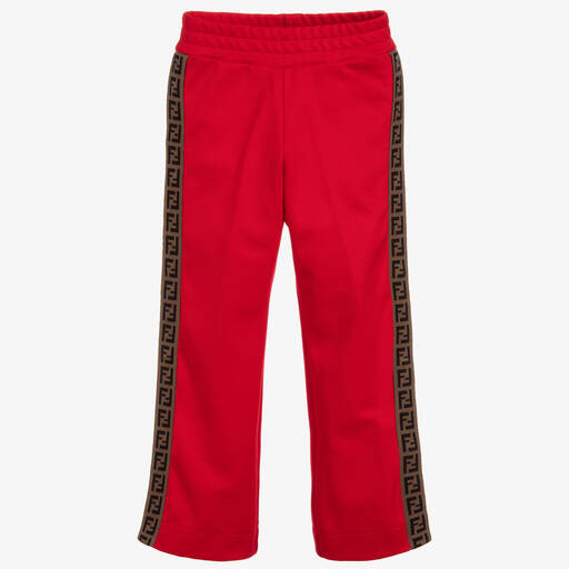 Fendi-Red 'FF' Logo Popper Trousers | Childrensalon Outlet
