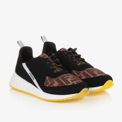 Fendi-Teen Black & Brown FF Logo Trainers | Childrensalon Outlet