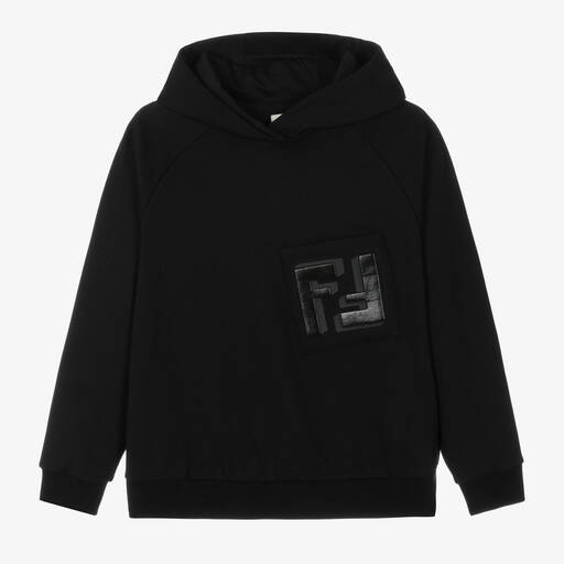 Fendi-Sweat à capuche noir coton FF ado | Childrensalon Outlet