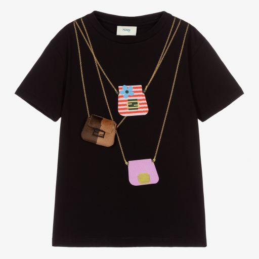 Fendi-Teen Black Cotton T-Shirt | Childrensalon Outlet