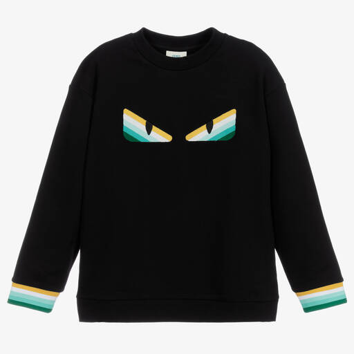 Fendi-Teen Black Logo Sweatshirt | Childrensalon Outlet